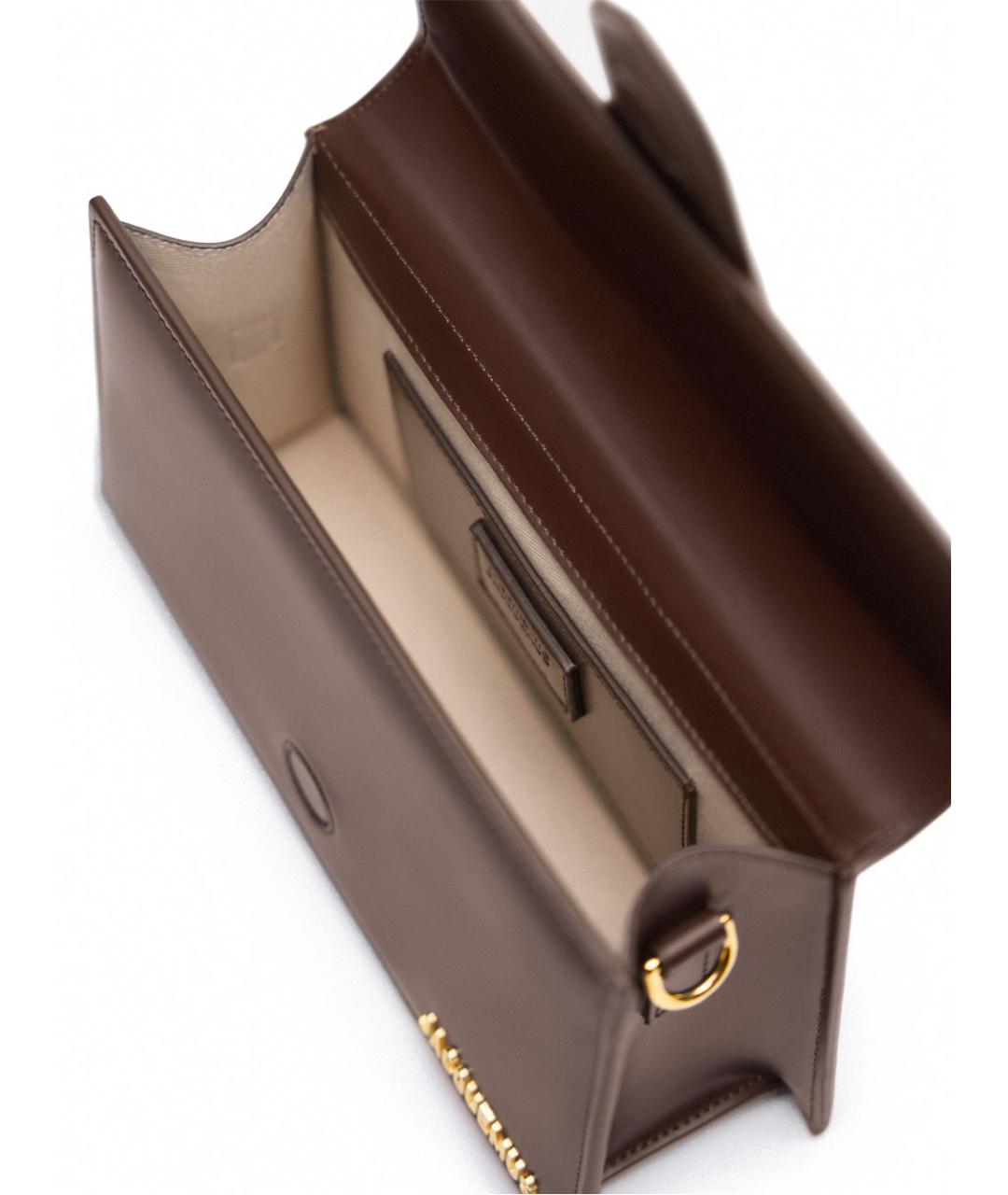 JACQUEMUS Коричневая кожаная сумка с короткими ручками, фото 4