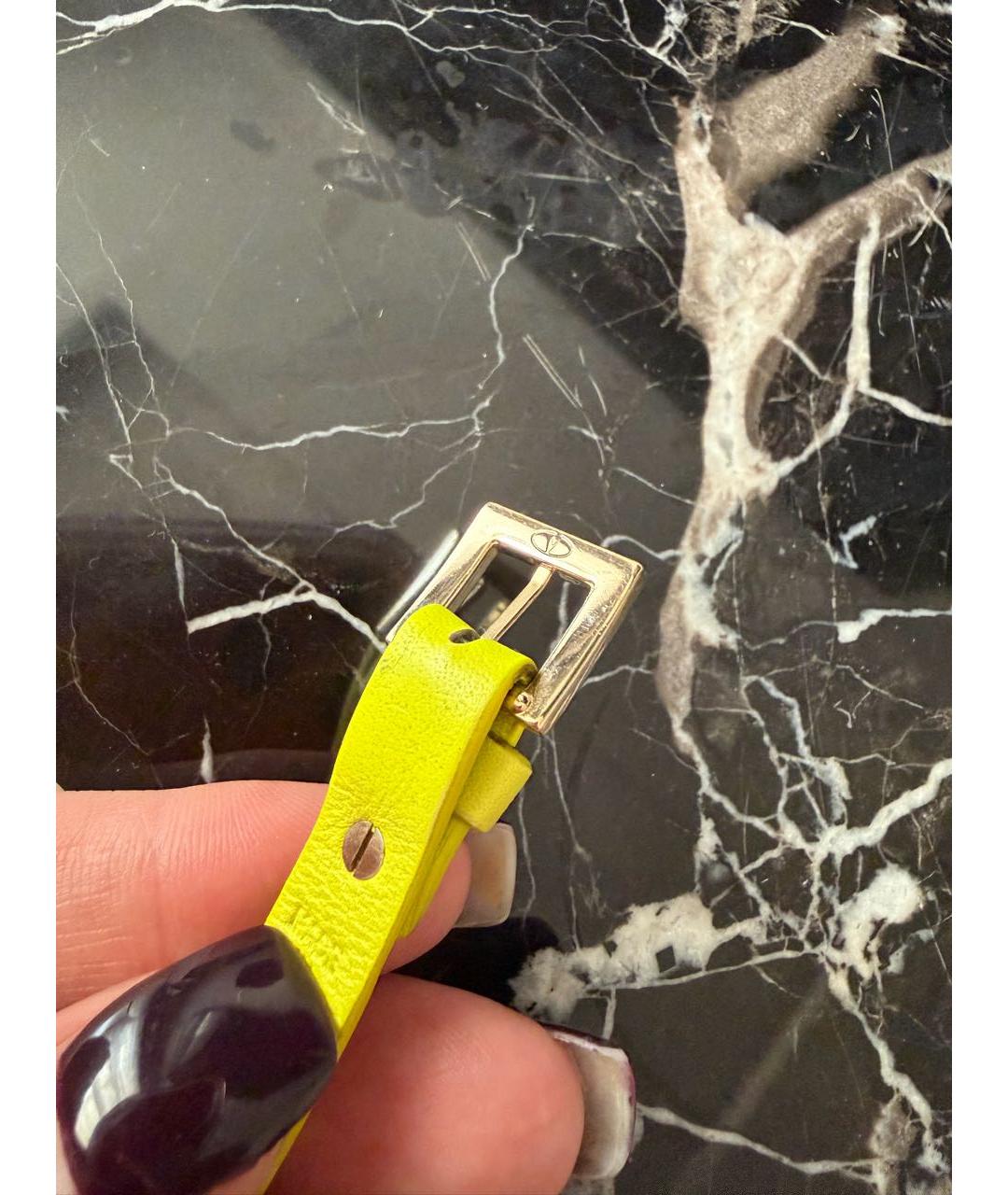 VALENTINO Желтый кожаный браслет, фото 2