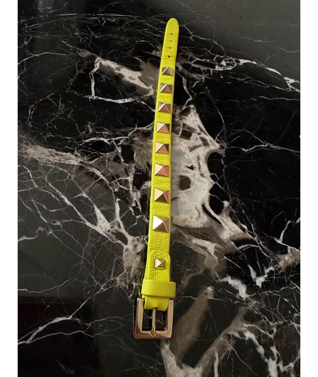 VALENTINO Желтый кожаный браслет, фото 5