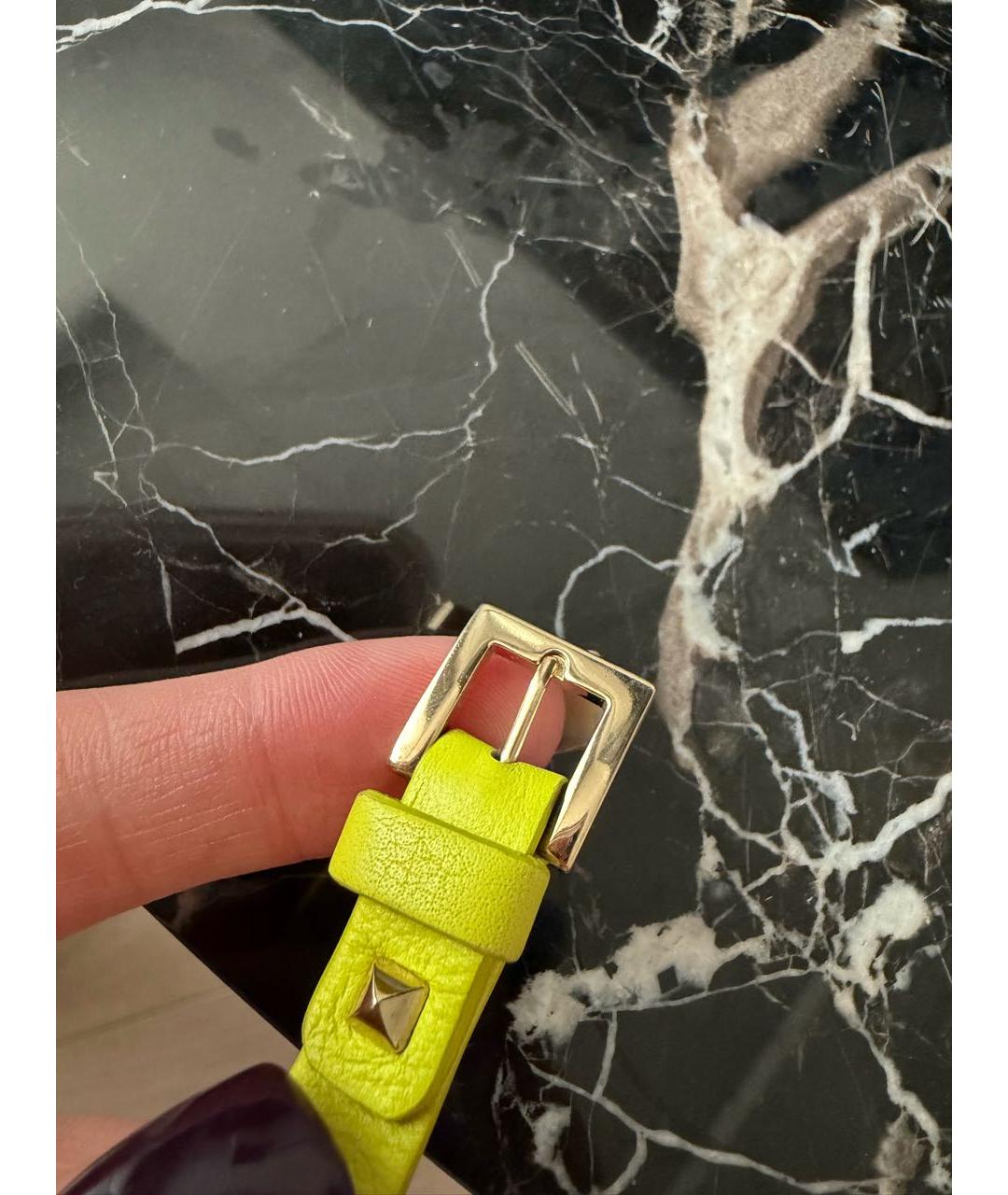 VALENTINO Желтый кожаный браслет, фото 3