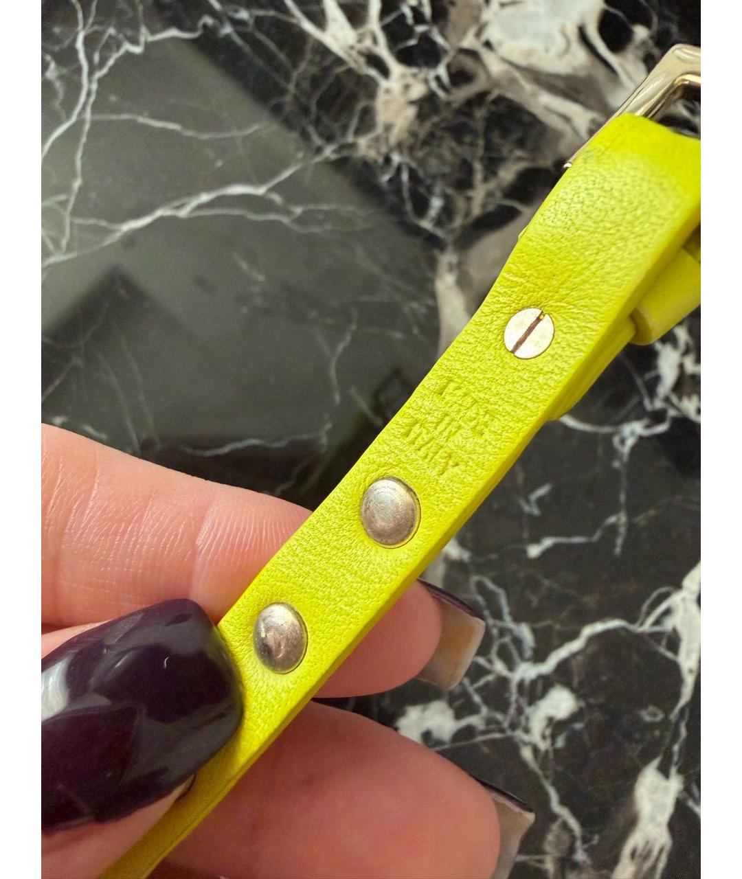 VALENTINO Желтый кожаный браслет, фото 4
