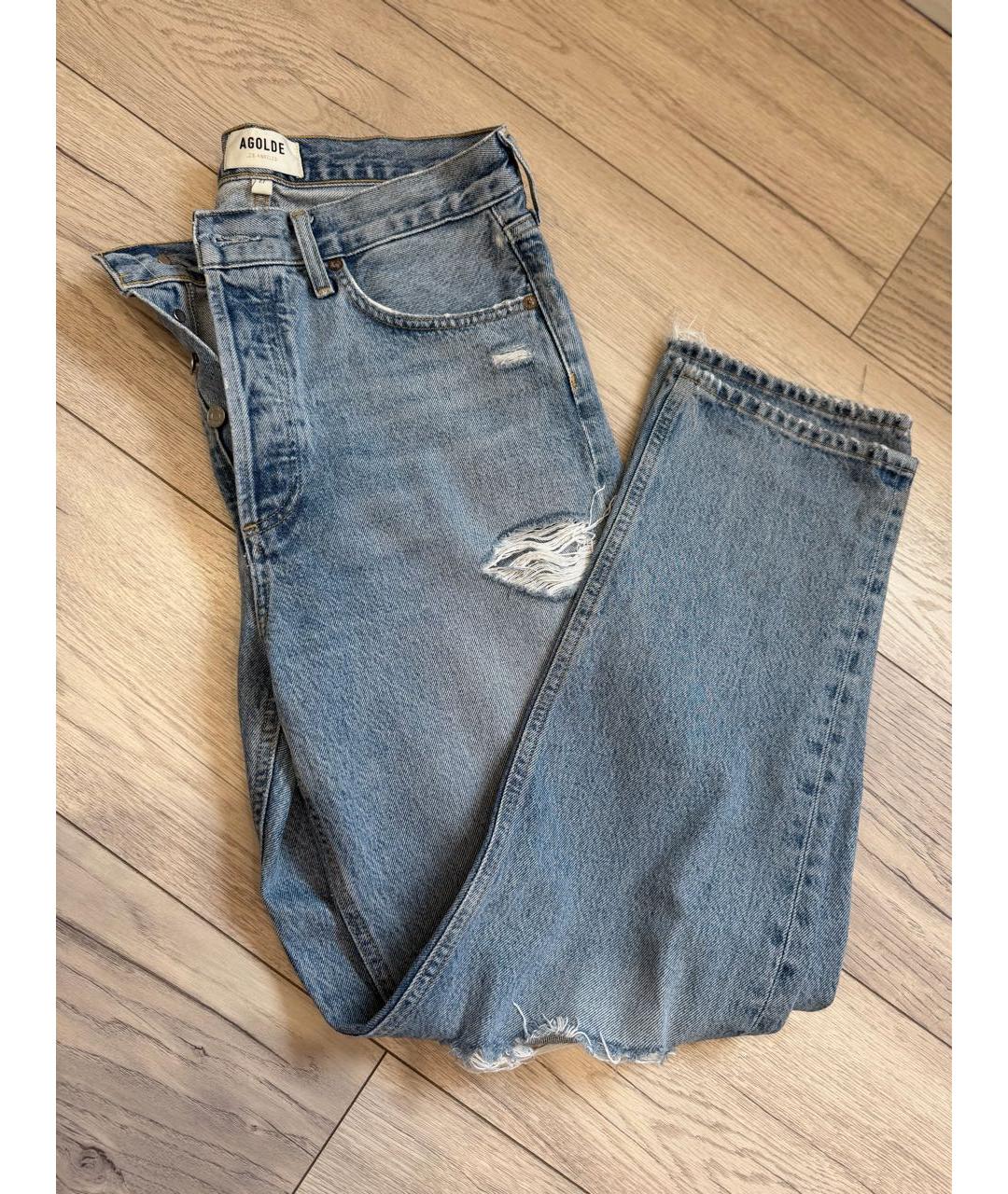 AGOLDE Голубые хлопковые прямые джинсы, фото 3