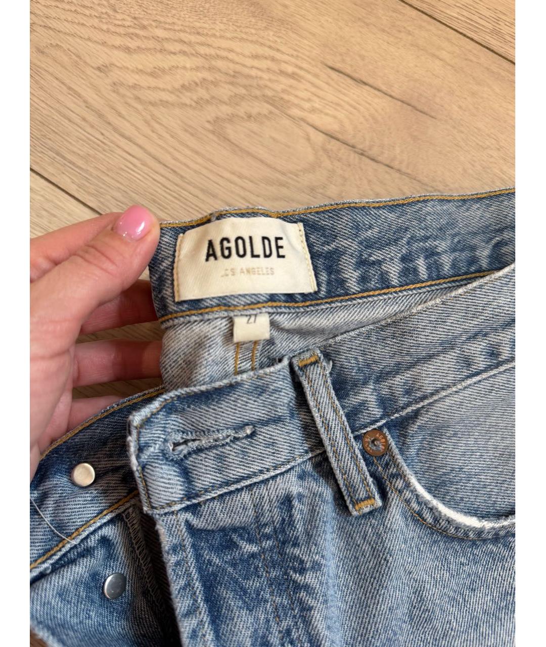 AGOLDE Голубые хлопковые прямые джинсы, фото 4