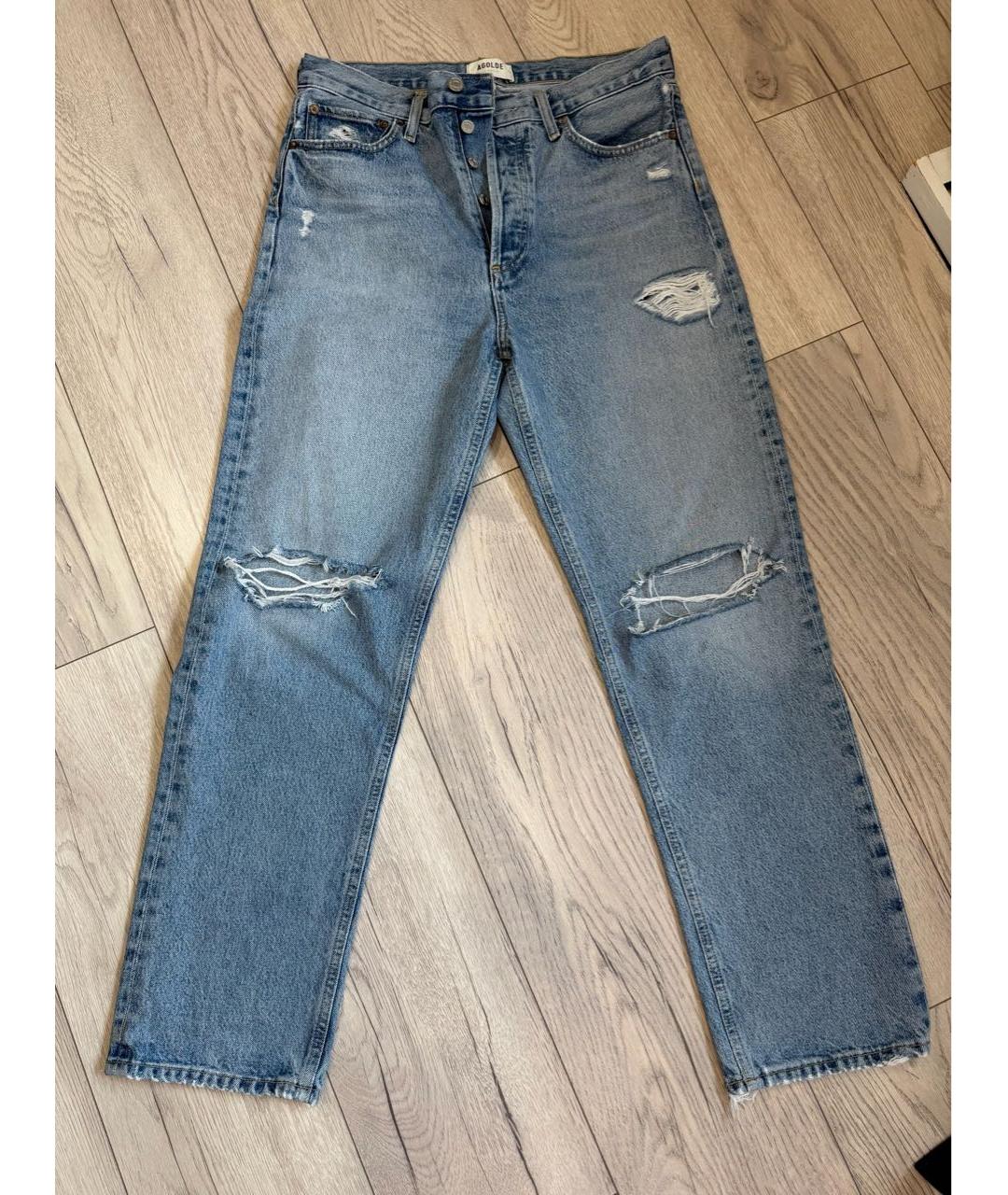 AGOLDE Голубые хлопковые прямые джинсы, фото 5