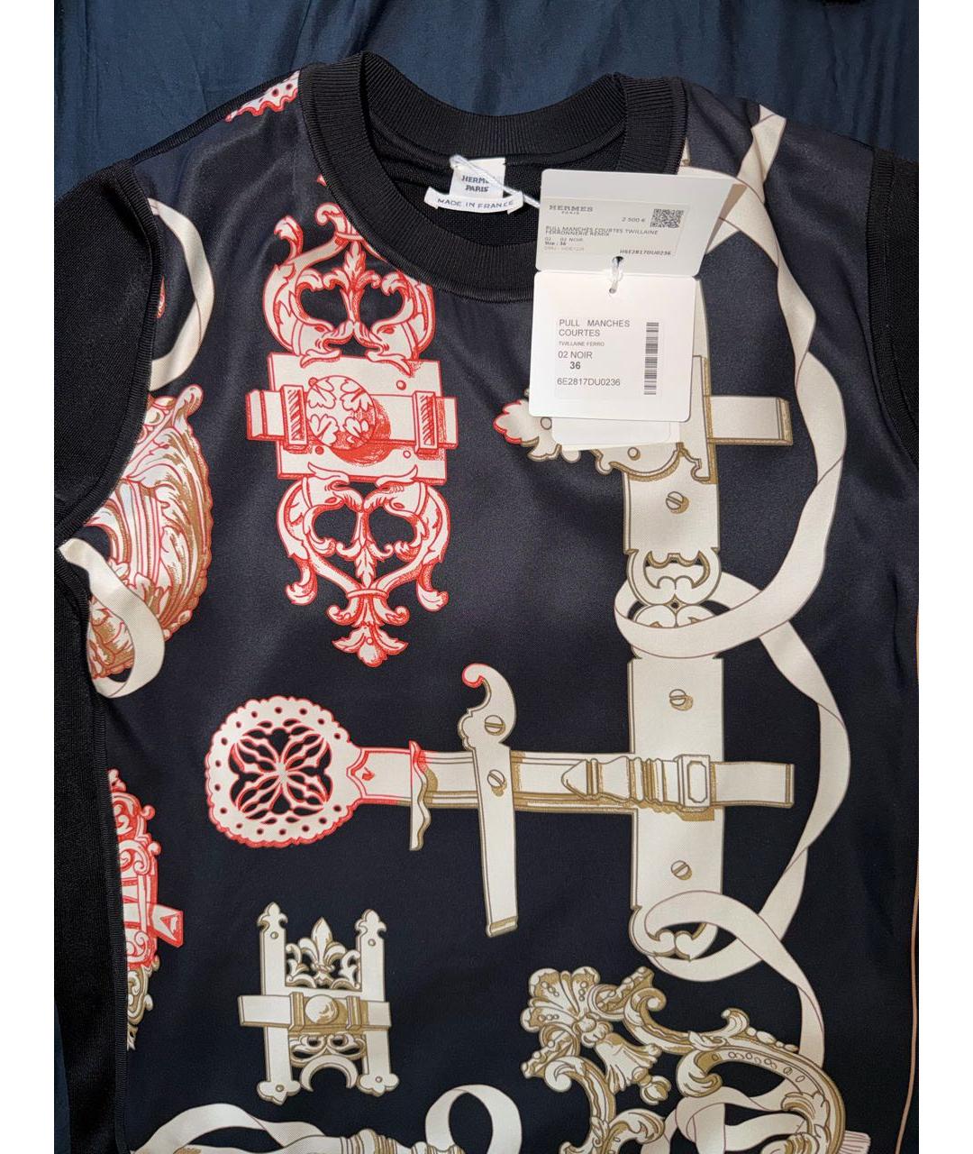 HERMES Темно-синяя вискозная блузы, фото 3