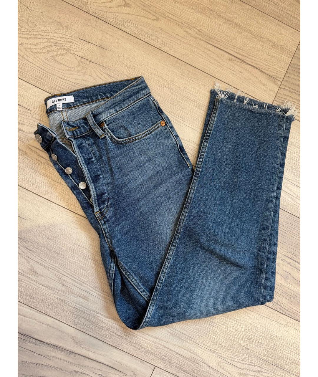 Re done Синие хлопко-полиэстеровые прямые джинсы, фото 4