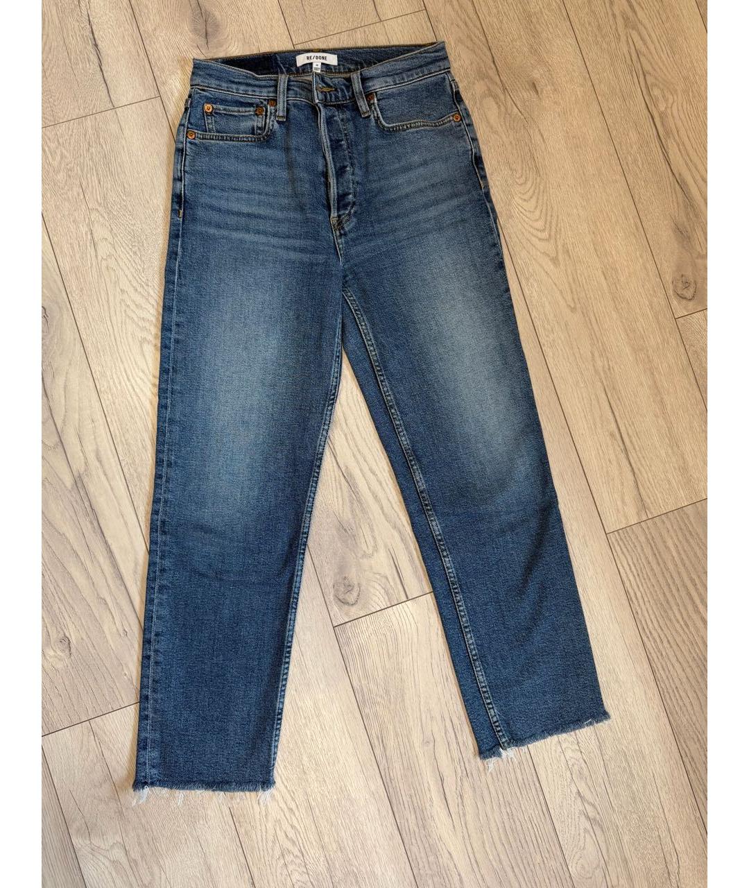 Re done Синие хлопко-полиэстеровые прямые джинсы, фото 5