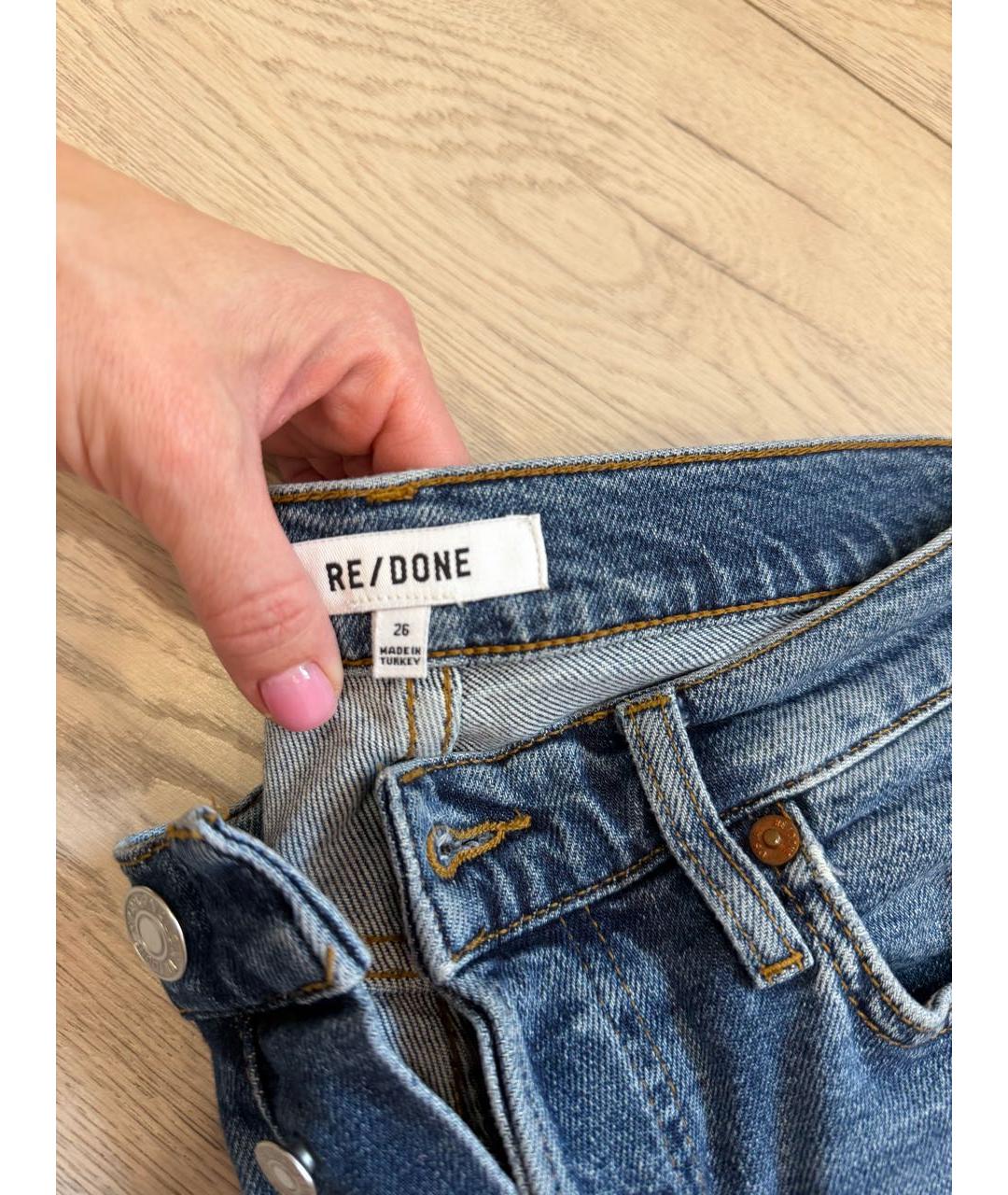 Re done Синие хлопко-полиэстеровые прямые джинсы, фото 3