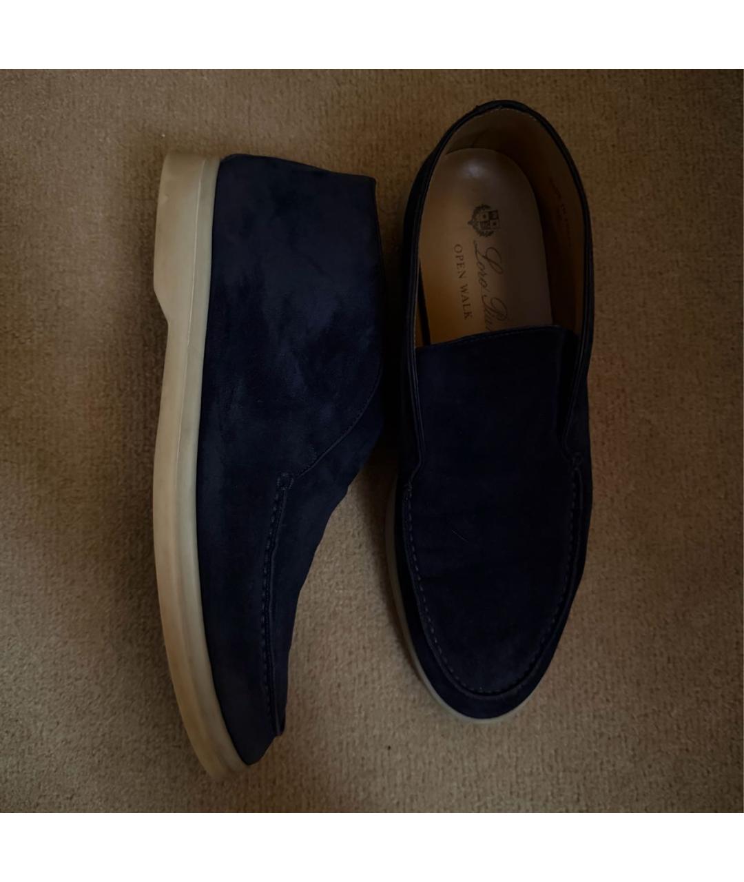 LORO PIANA Темно-синие замшевые лоферы, фото 4