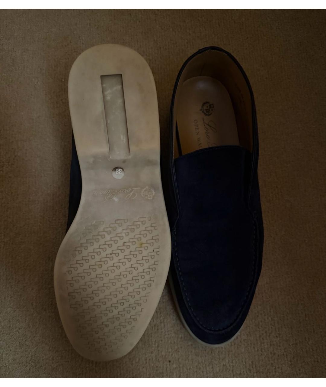 LORO PIANA Темно-синие замшевые лоферы, фото 3