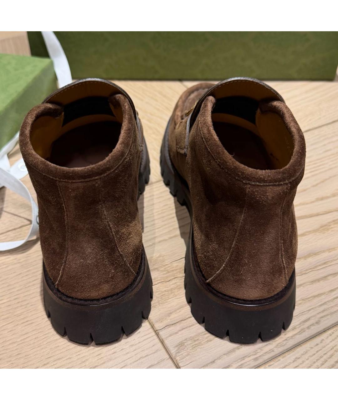 GUCCI Коричневые замшевые ботинки, фото 3