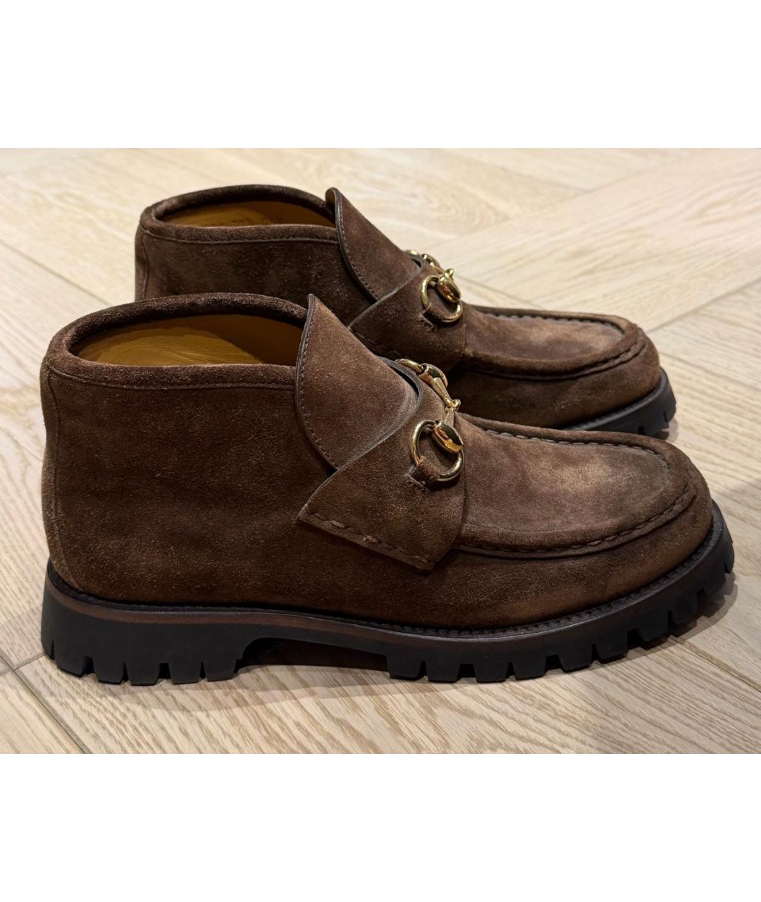 GUCCI Коричневые замшевые ботинки, фото 8