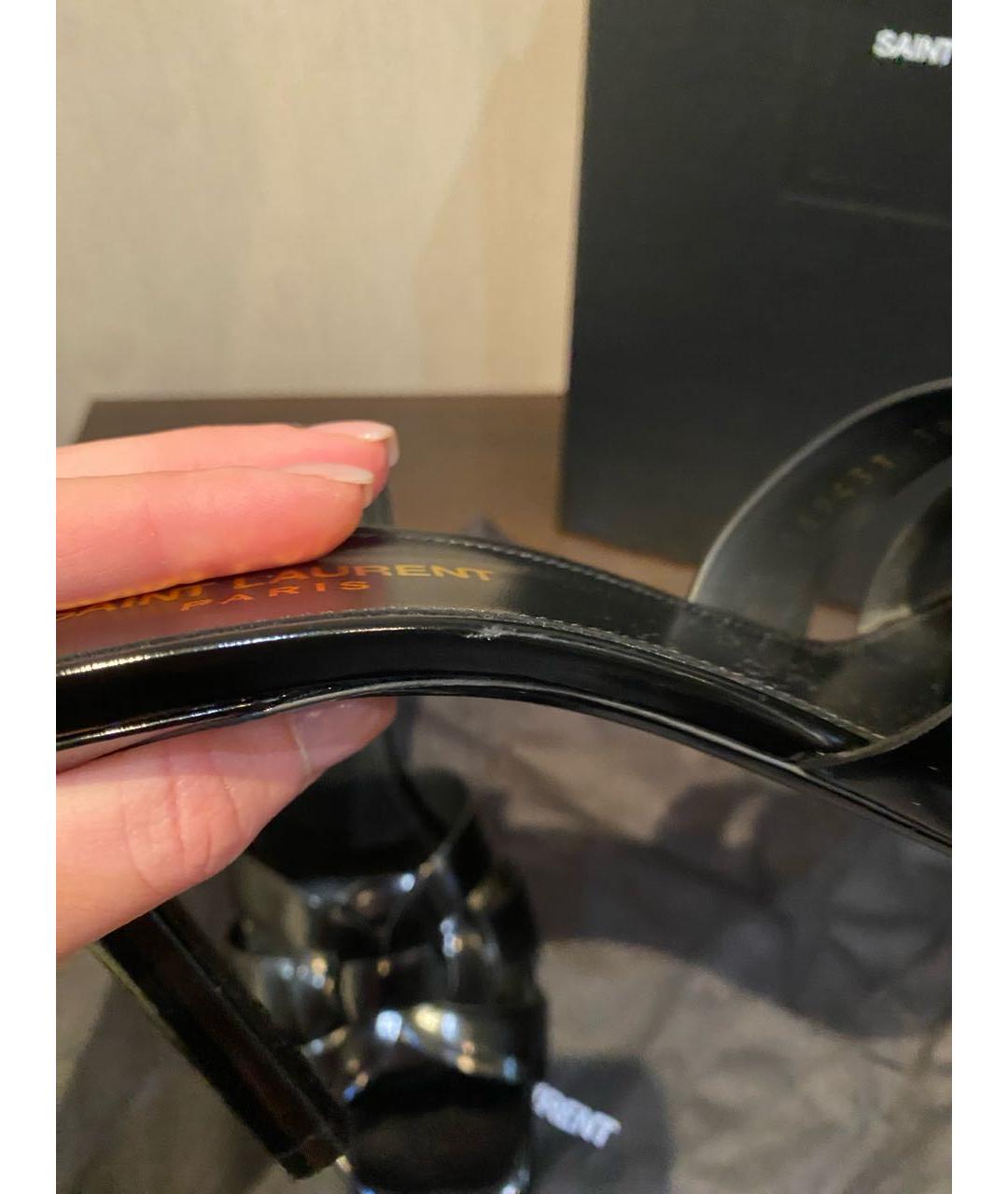 SAINT LAURENT Черные кожаные мюли, фото 5