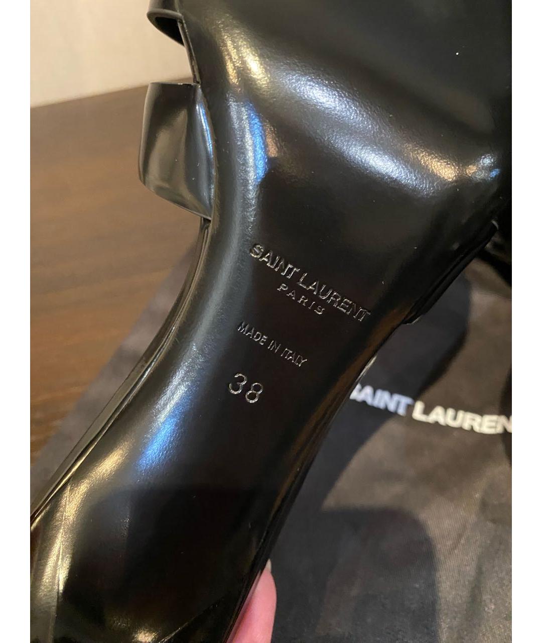 SAINT LAURENT Черные кожаные мюли, фото 4