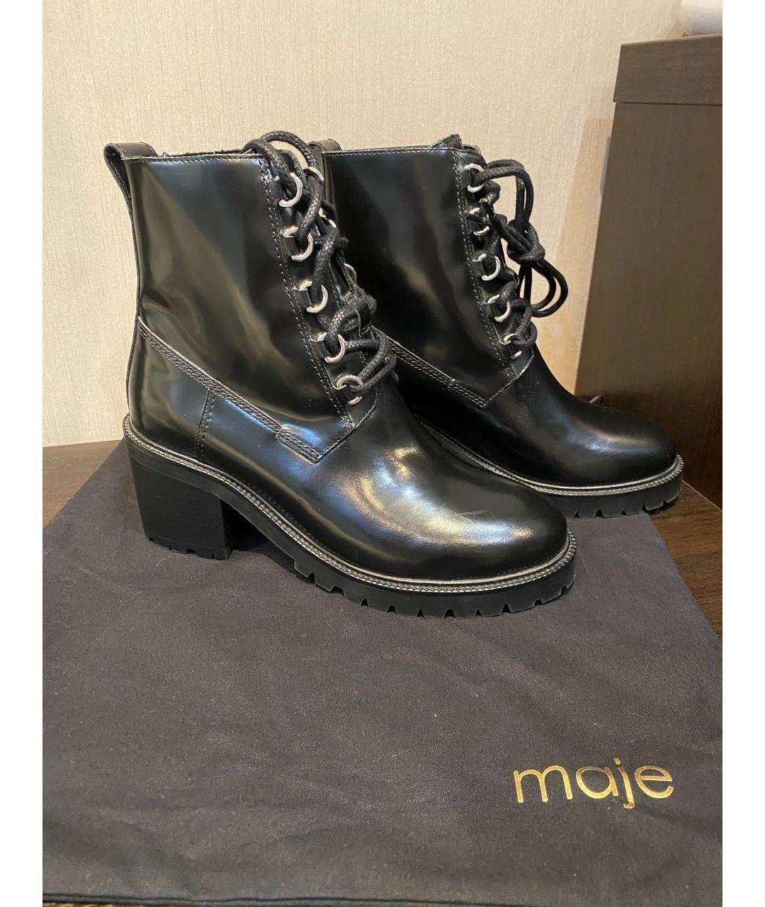 MAJE Черные ботильоны из лакированной кожи, фото 9
