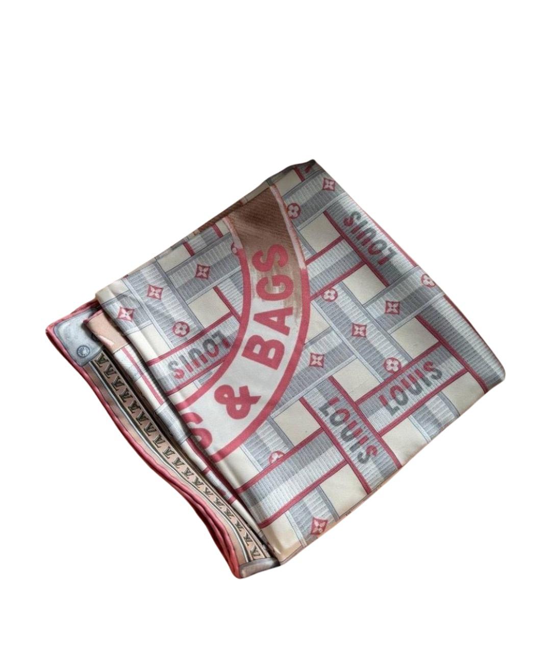 LOUIS VUITTON Бежевый шелковый платок, фото 1