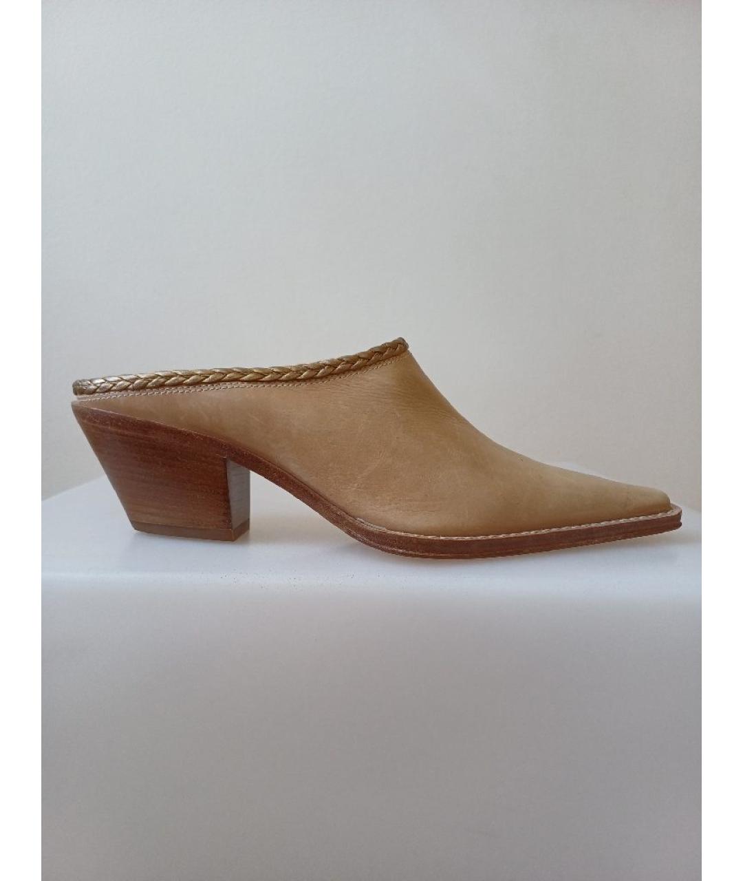 SERGIO ROSSI Бежевые кожаные мюли, фото 10