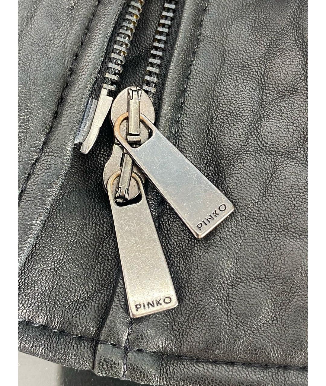 PINKO Черная кожаная куртка, фото 4