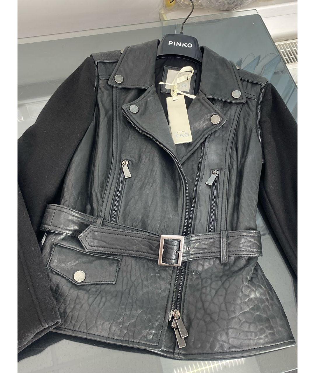 PINKO Черная кожаная куртка, фото 3