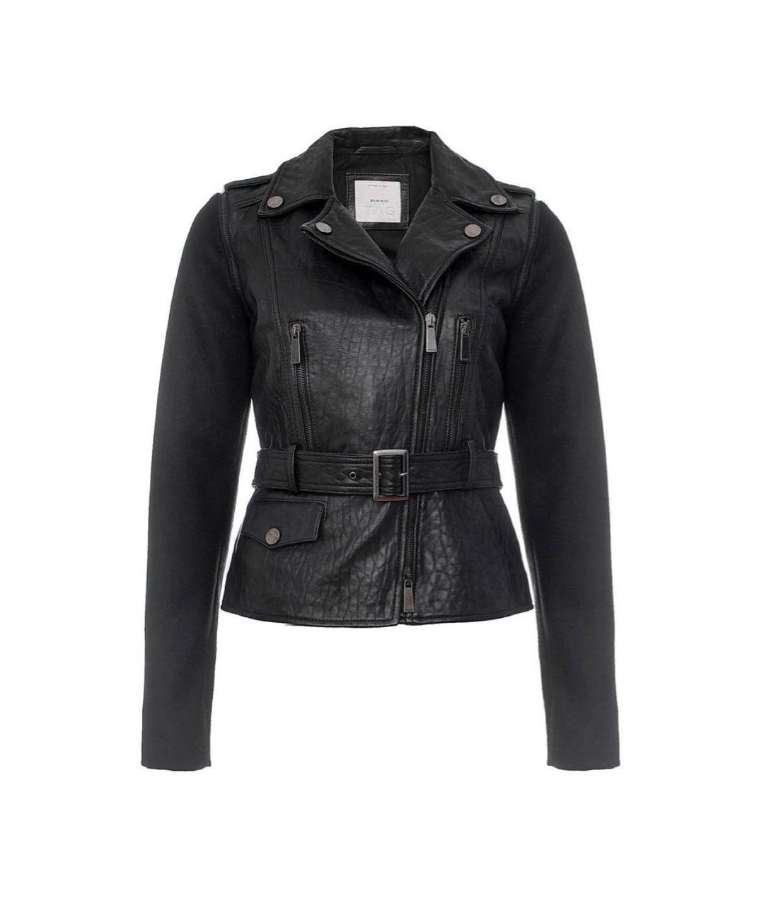 PINKO Черная кожаная куртка, фото 9