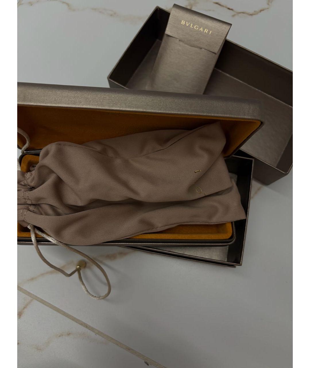 BVLGARI Коричневые металлические солнцезащитные очки, фото 5