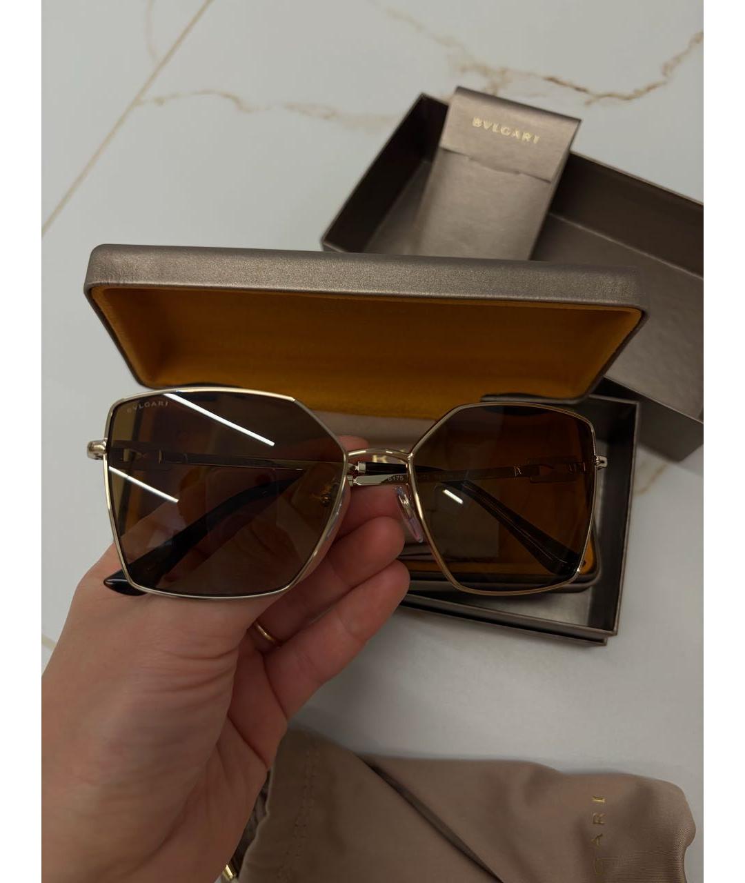 BVLGARI Коричневые металлические солнцезащитные очки, фото 3