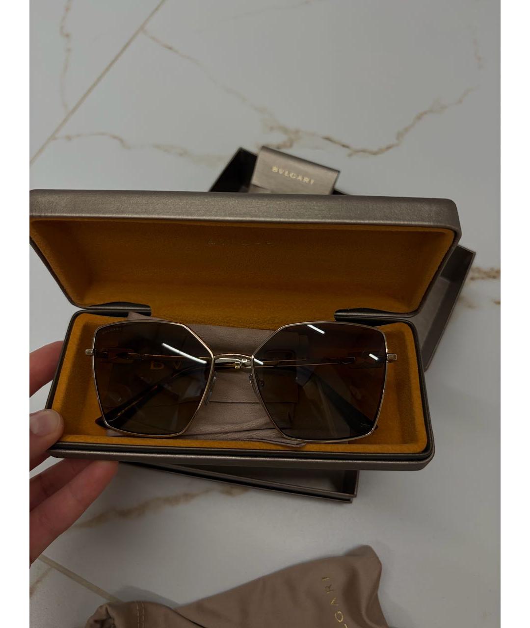 BVLGARI Коричневые металлические солнцезащитные очки, фото 8