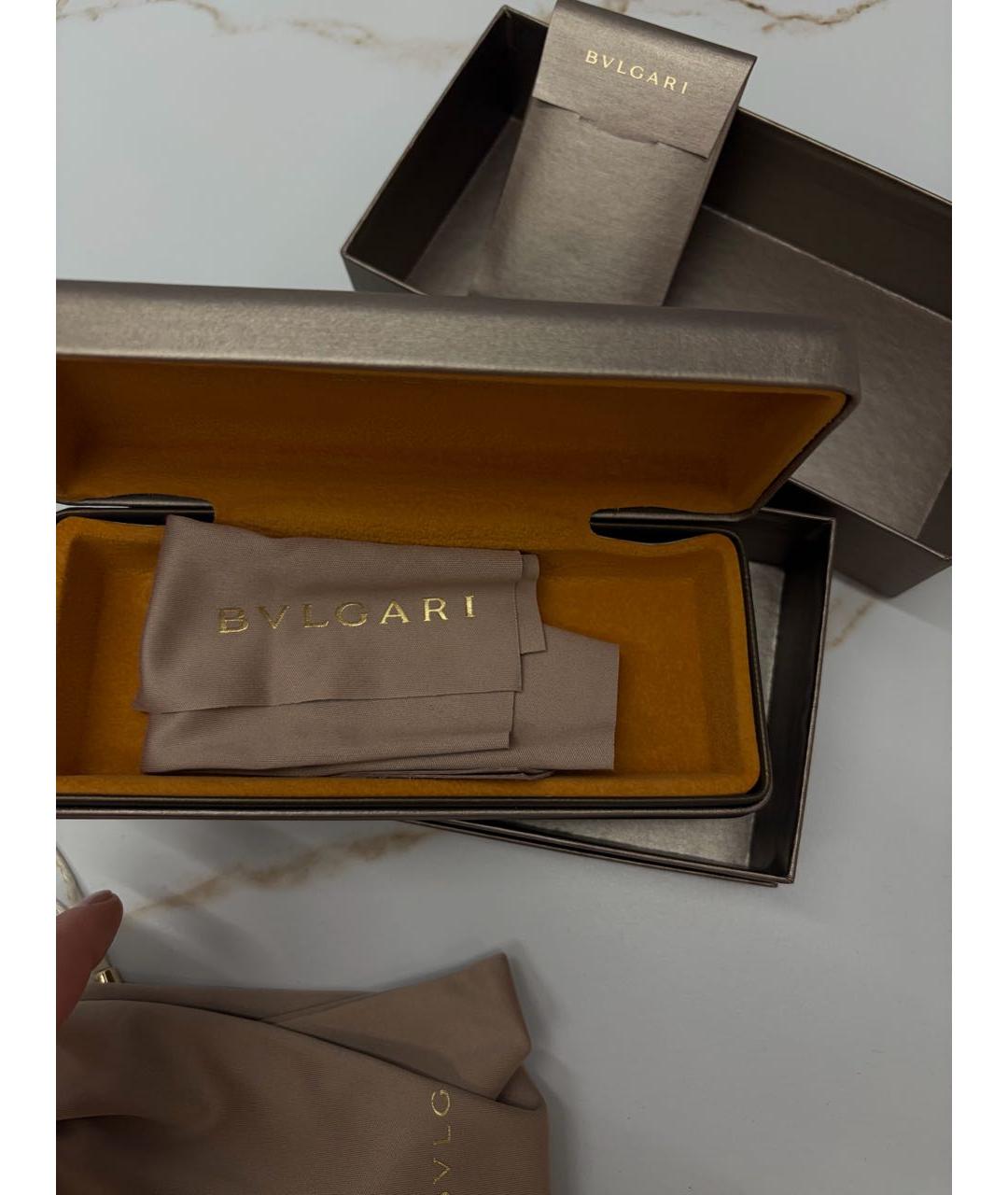 BVLGARI Коричневые металлические солнцезащитные очки, фото 4