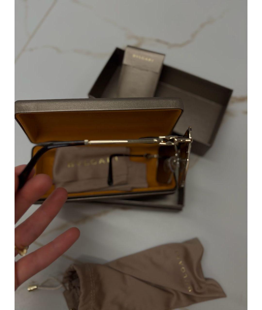 BVLGARI Коричневые металлические солнцезащитные очки, фото 2