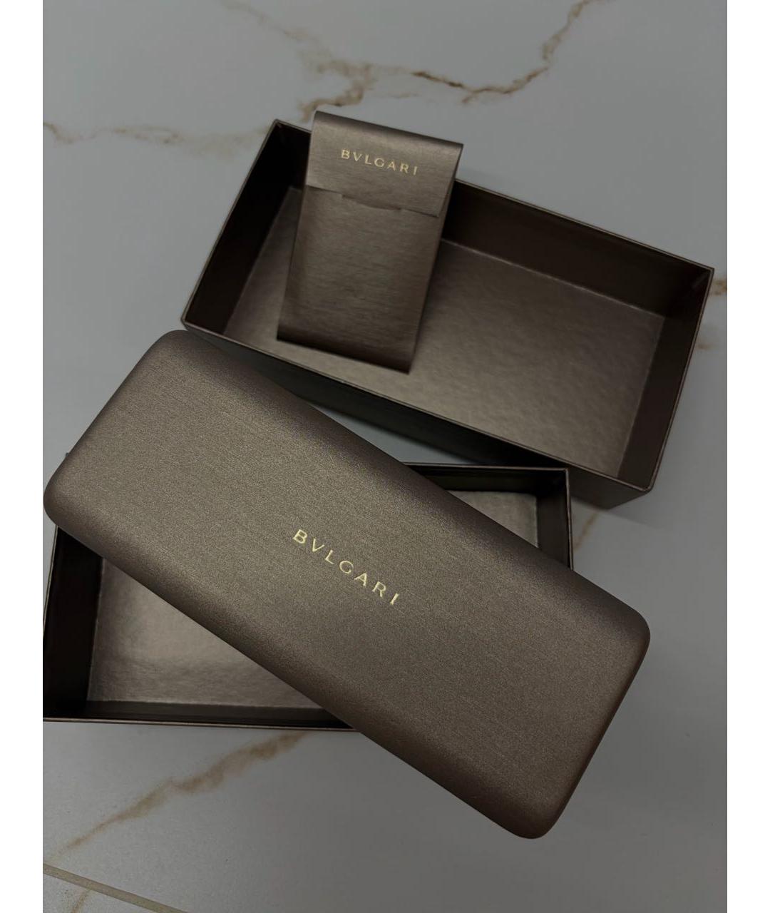 BVLGARI Коричневые металлические солнцезащитные очки, фото 6