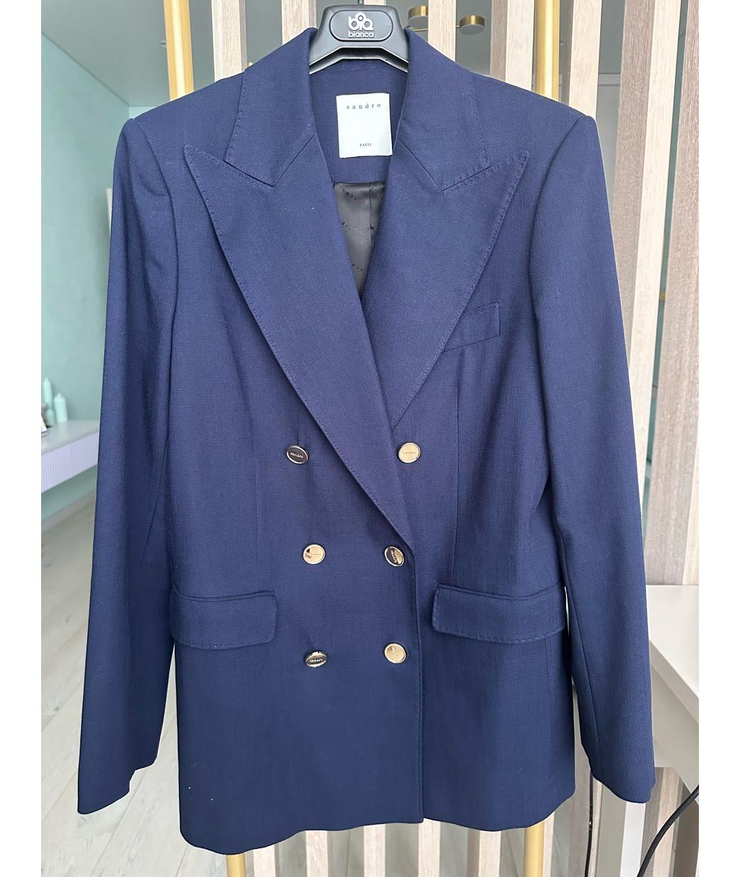 SANDRO Темно-синий вискозный жакет/пиджак, фото 6