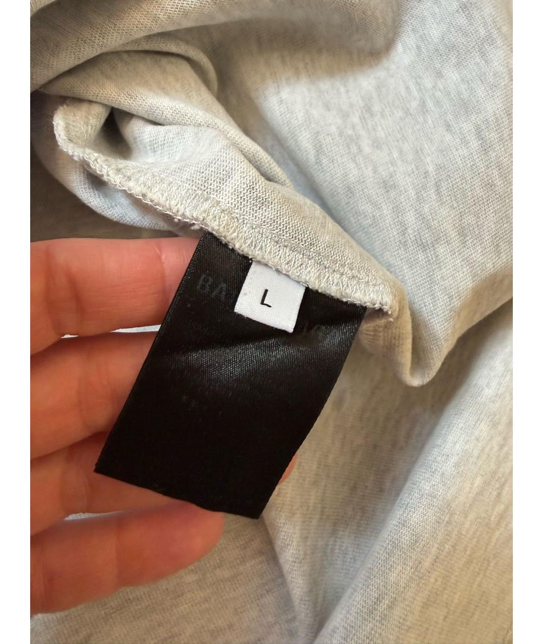 BALENCIAGA Серая хлопковая футболка, фото 4