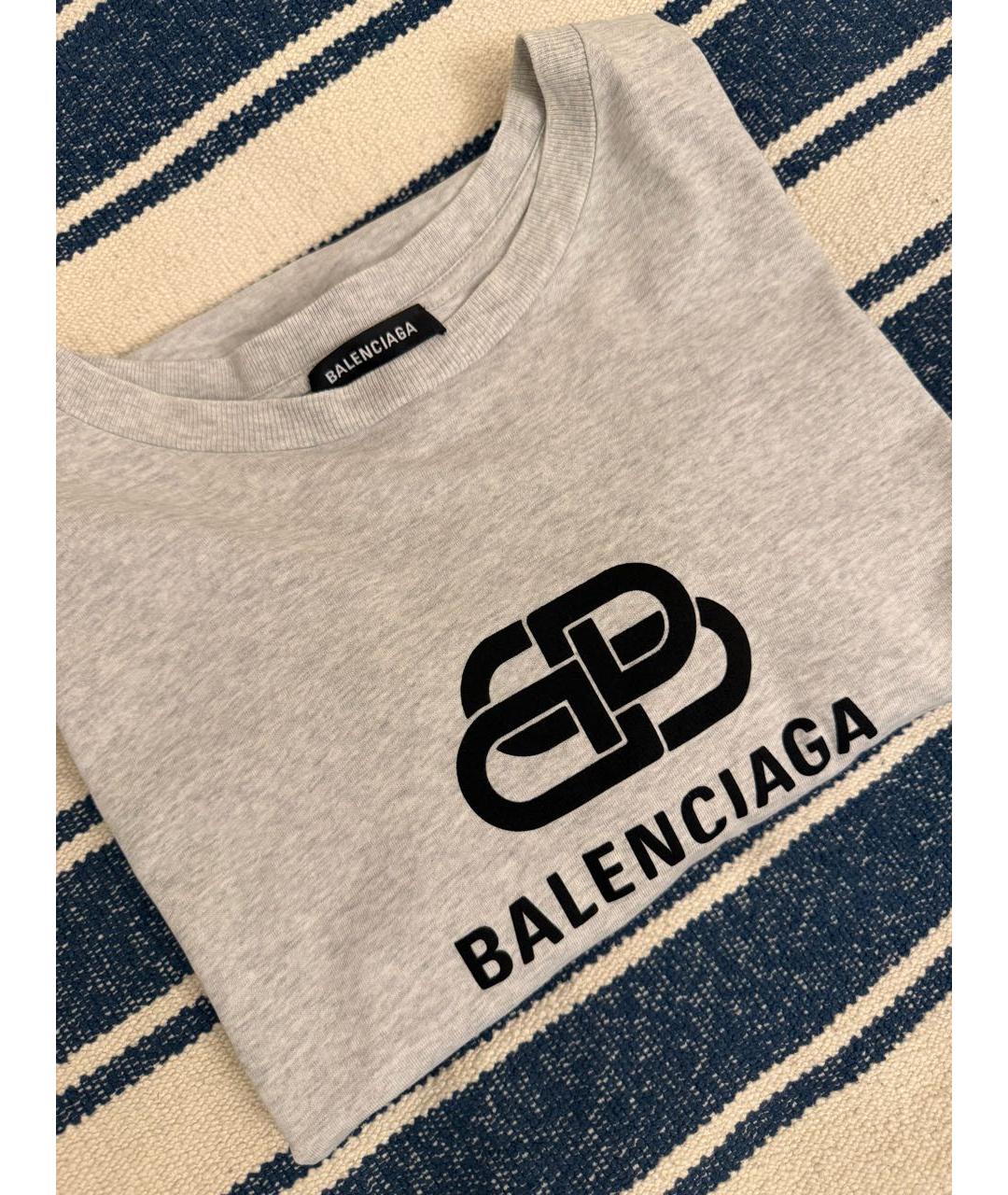 BALENCIAGA Серая хлопковая футболка, фото 8