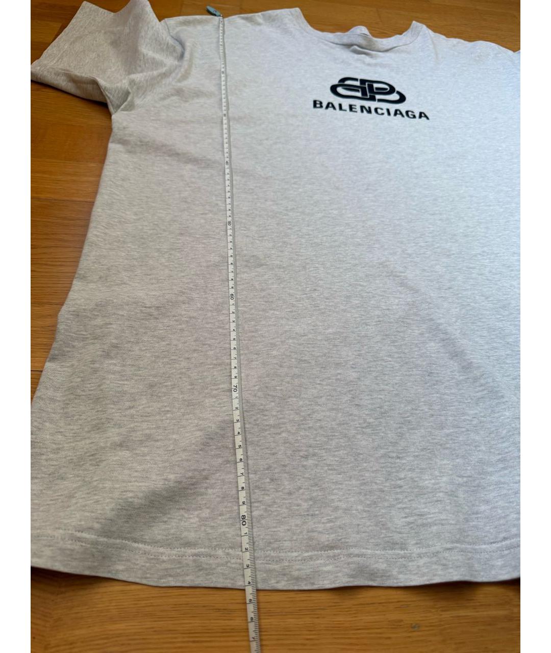 BALENCIAGA Серая хлопковая футболка, фото 7