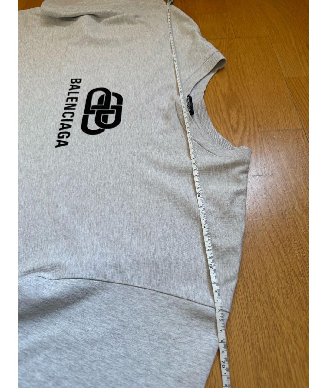 BALENCIAGA Серая хлопковая футболка, фото 5