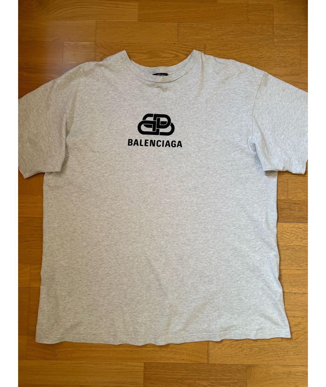 BALENCIAGA Серая хлопковая футболка, фото 9