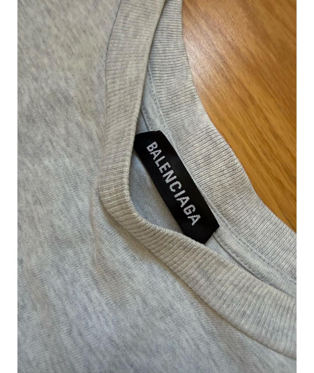 BALENCIAGA Серая хлопковая футболка, фото 2