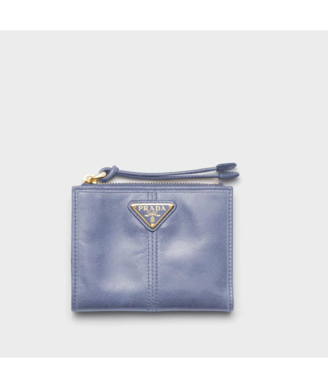 PRADA Голубой кожаный кошелек, фото 5
