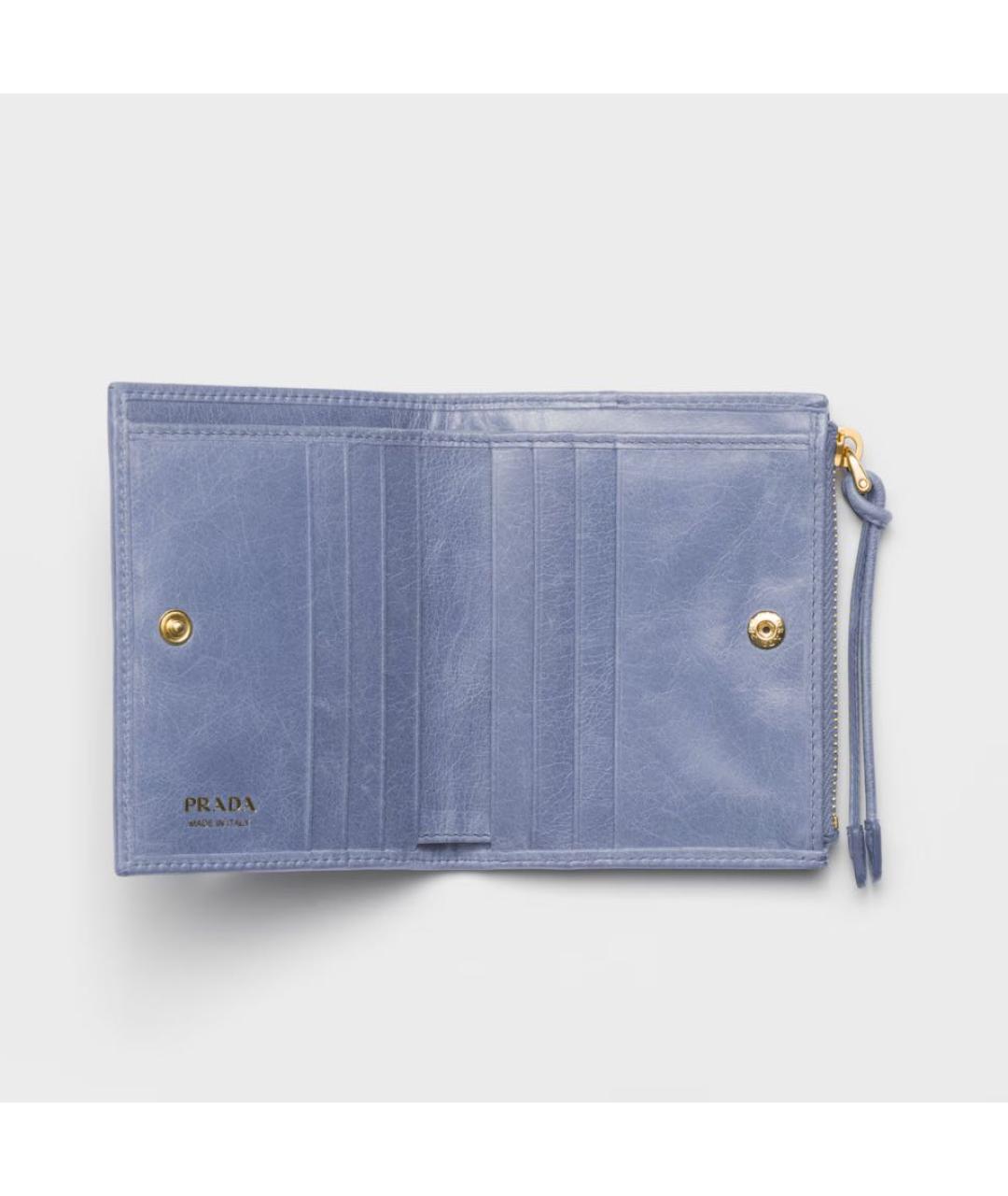 PRADA Голубой кожаный кошелек, фото 2