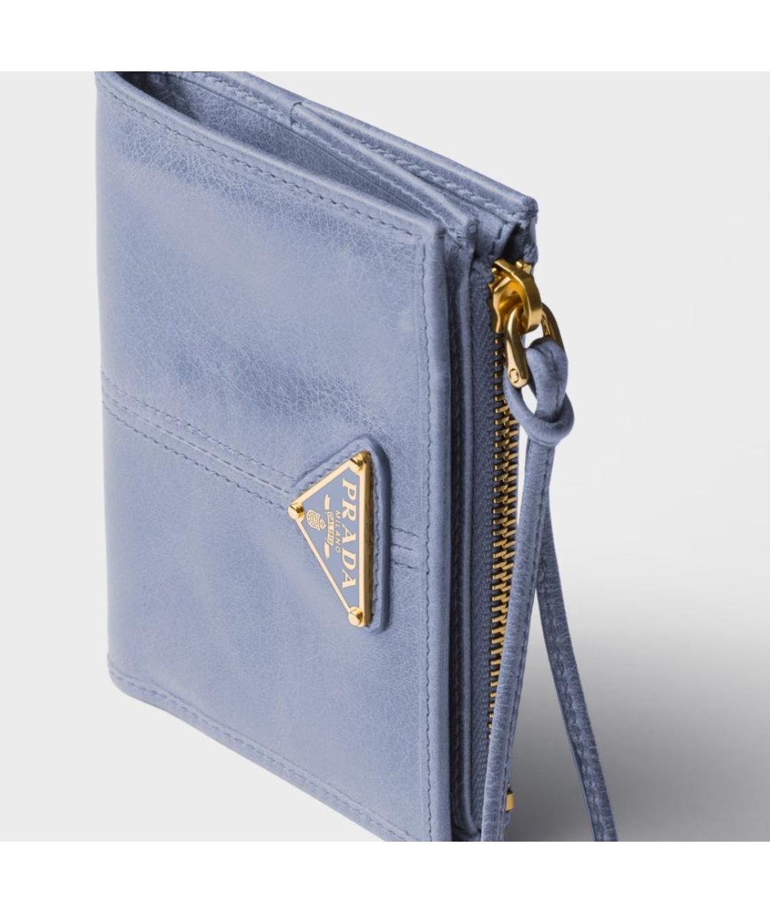 PRADA Голубой кожаный кошелек, фото 4