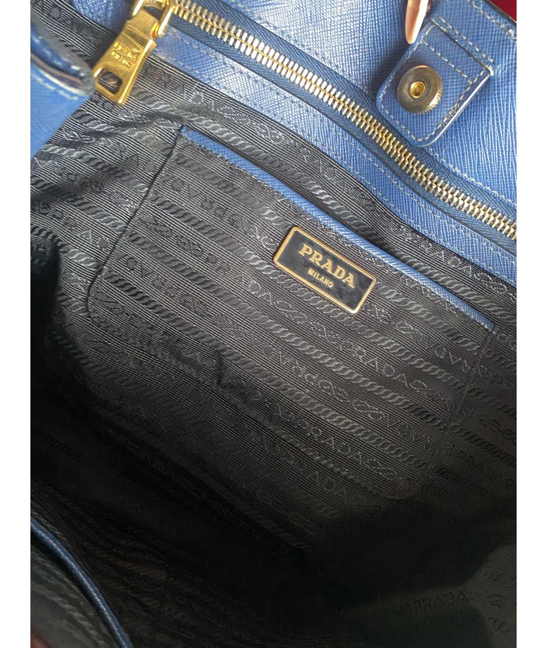 PRADA Синяя кожаная сумка с короткими ручками, фото 6