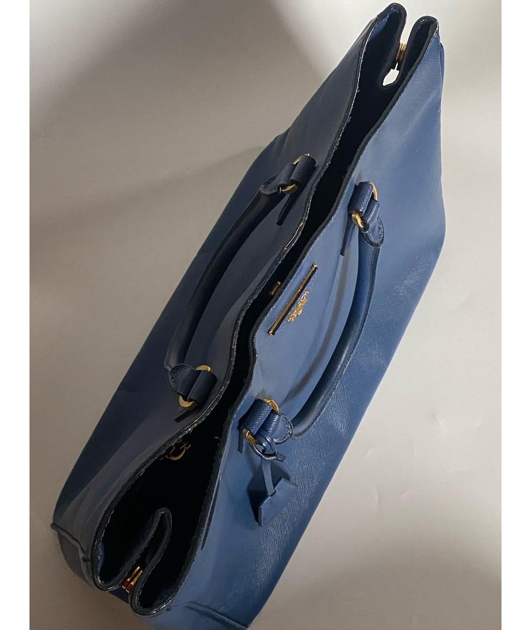 PRADA Синяя кожаная сумка с короткими ручками, фото 5