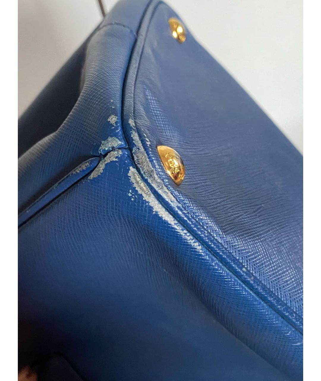 PRADA Синяя кожаная сумка с короткими ручками, фото 4