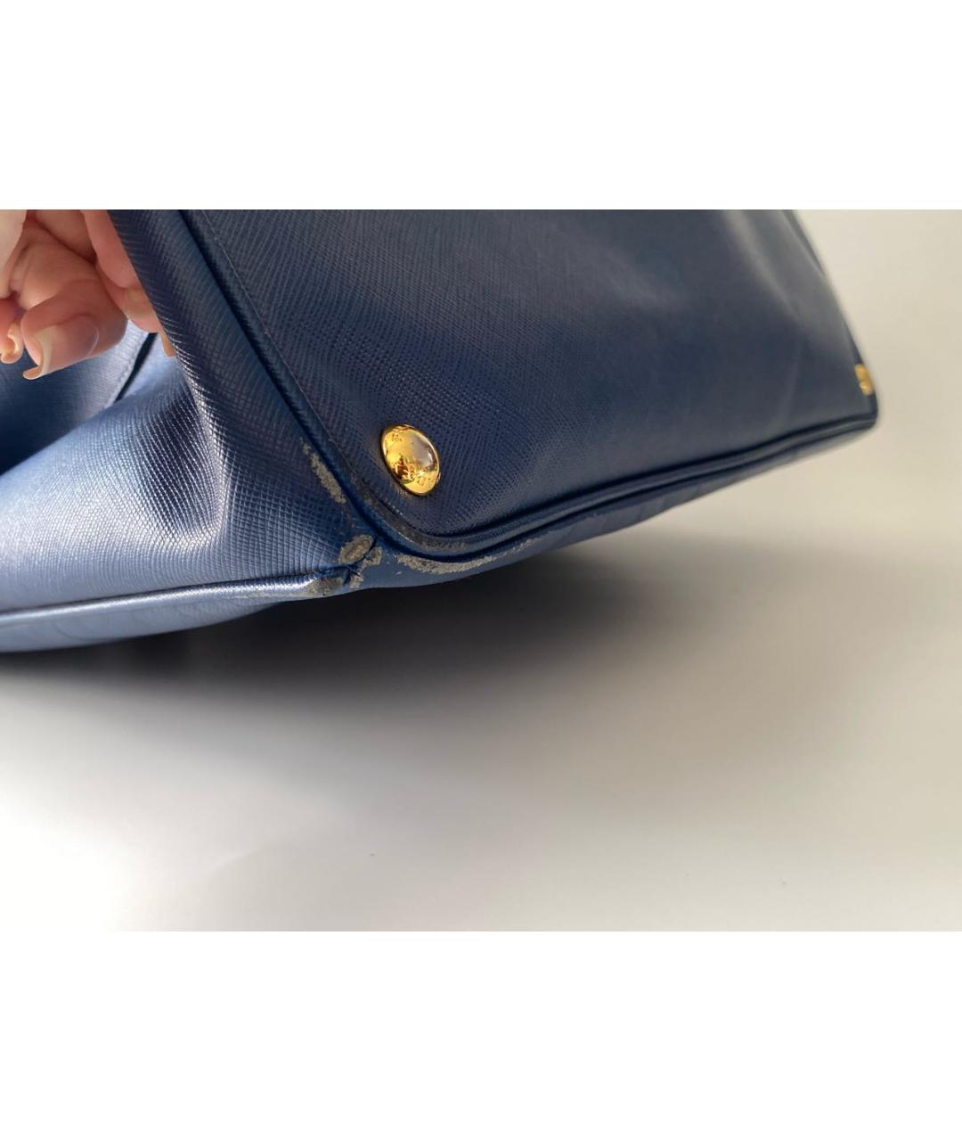 PRADA Синяя кожаная сумка с короткими ручками, фото 2