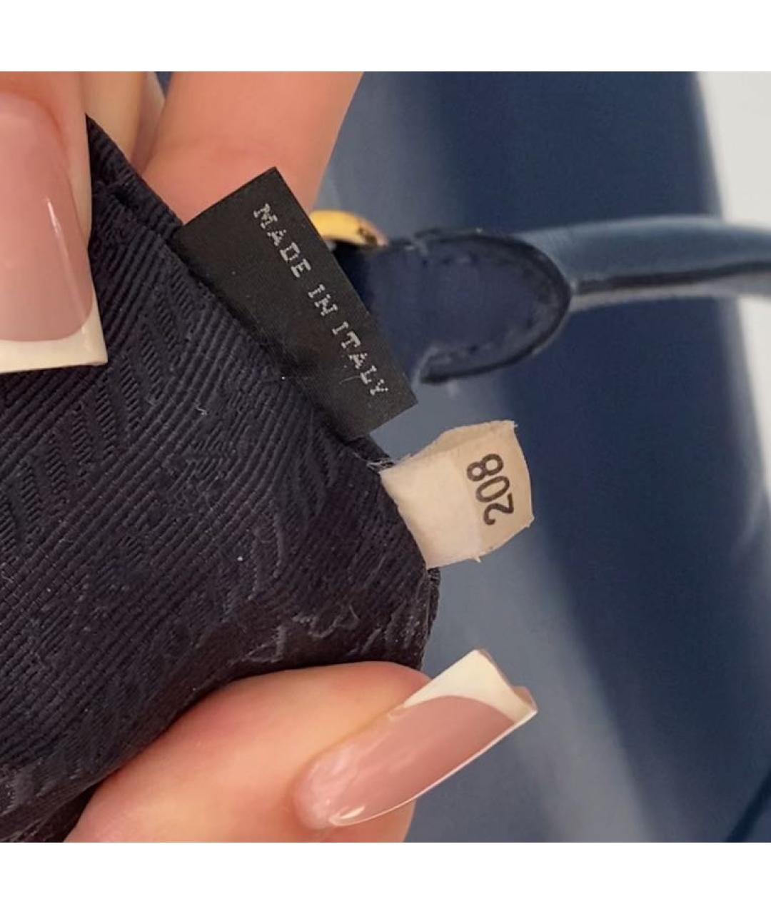 PRADA Синяя кожаная сумка с короткими ручками, фото 7