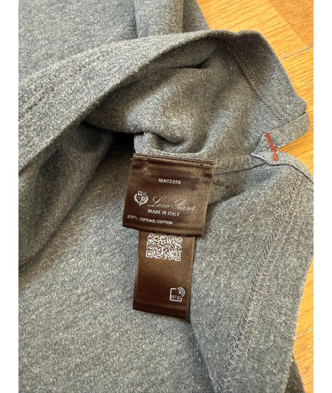 LORO PIANA Серая хлопковая футболка, фото 3