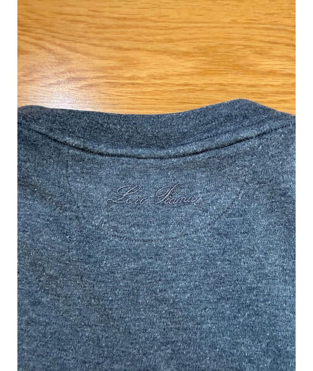 LORO PIANA Серая хлопковая футболка, фото 5