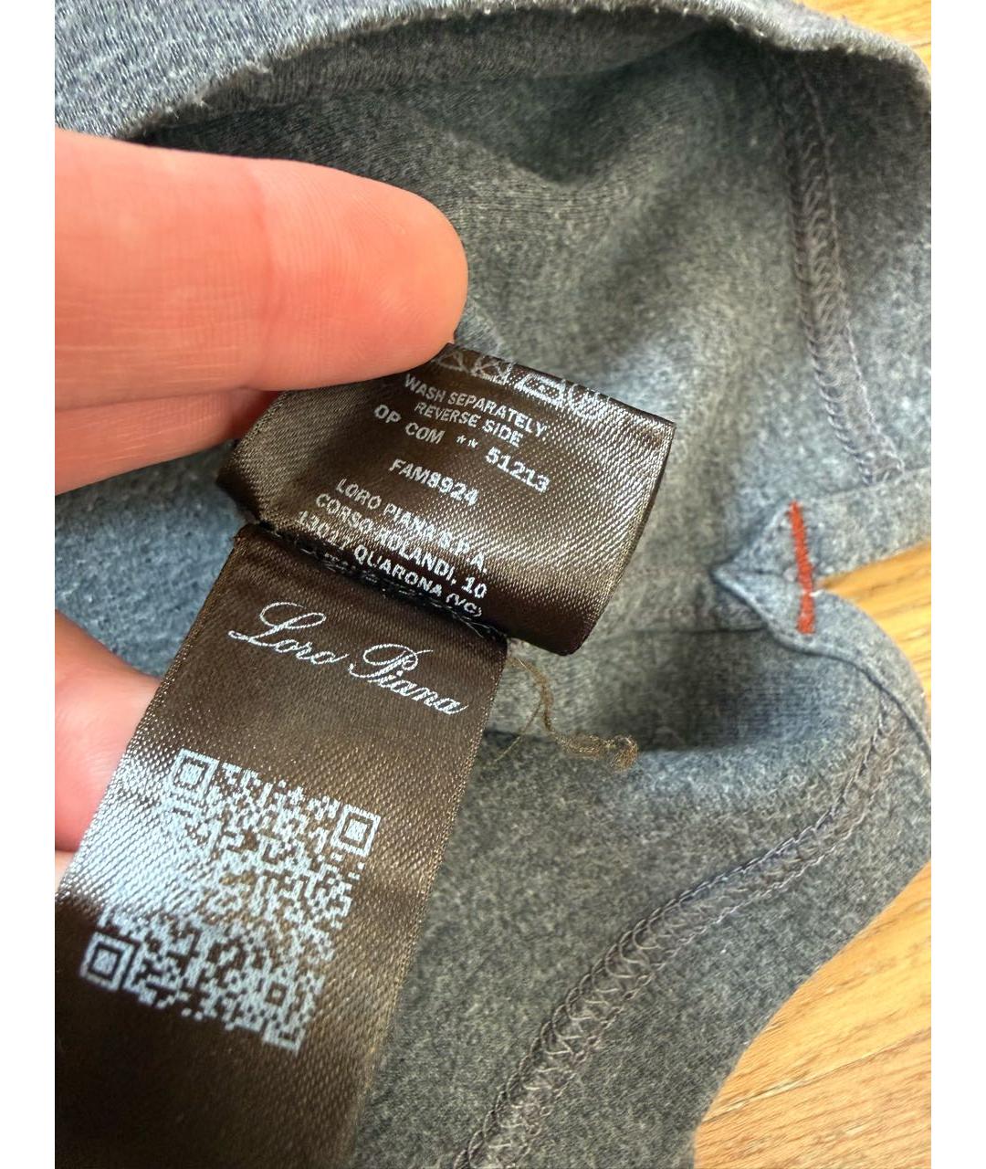 LORO PIANA Серая хлопковая футболка, фото 4