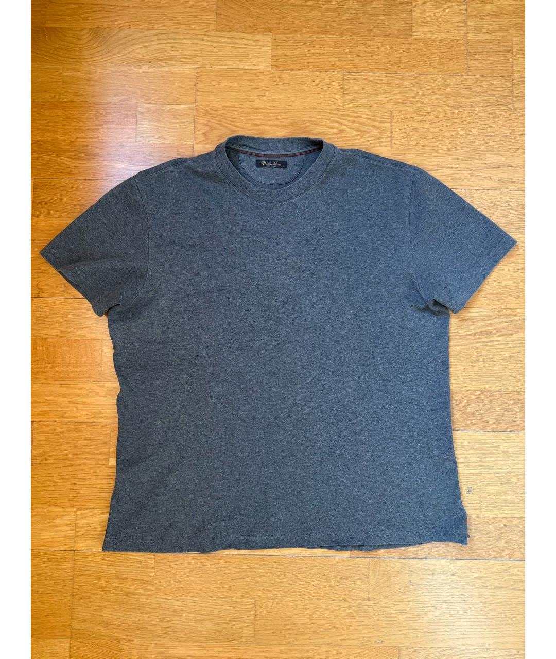 LORO PIANA Серая хлопковая футболка, фото 9