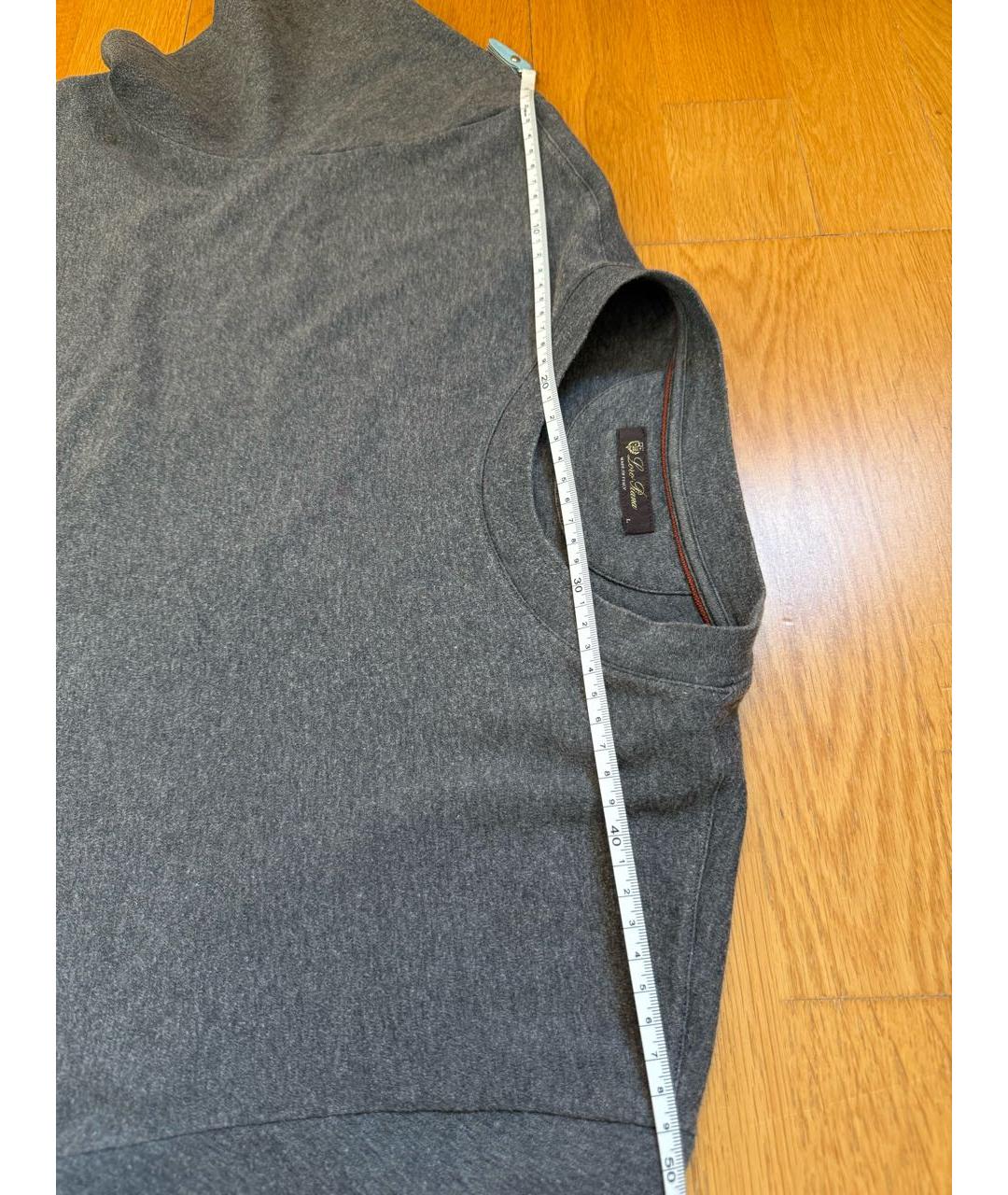 LORO PIANA Серая хлопковая футболка, фото 6
